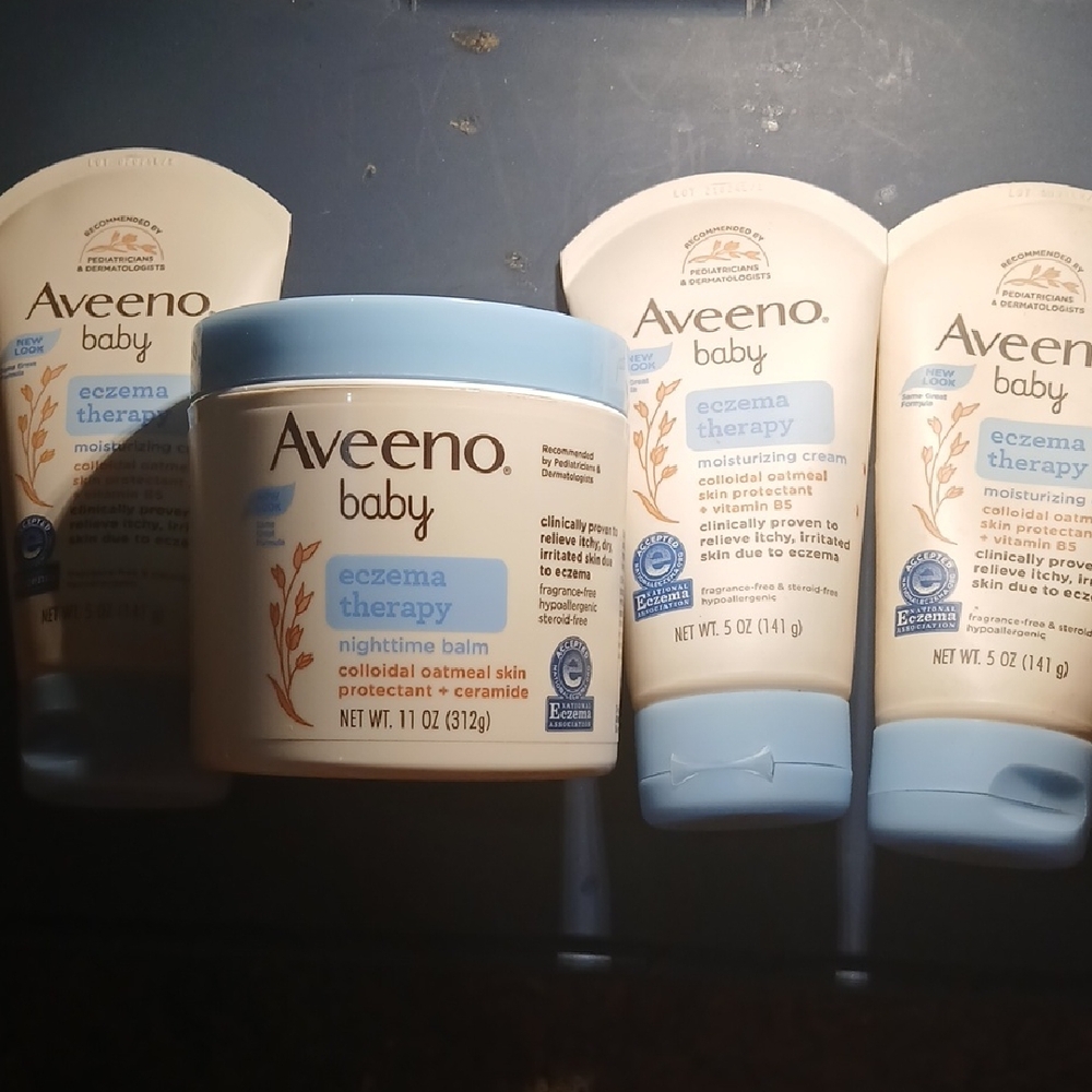 AVEENO NABY ECZEMA THERAPY (3) MOISTURIZING CREAM (1) NIGHTTIME BALM